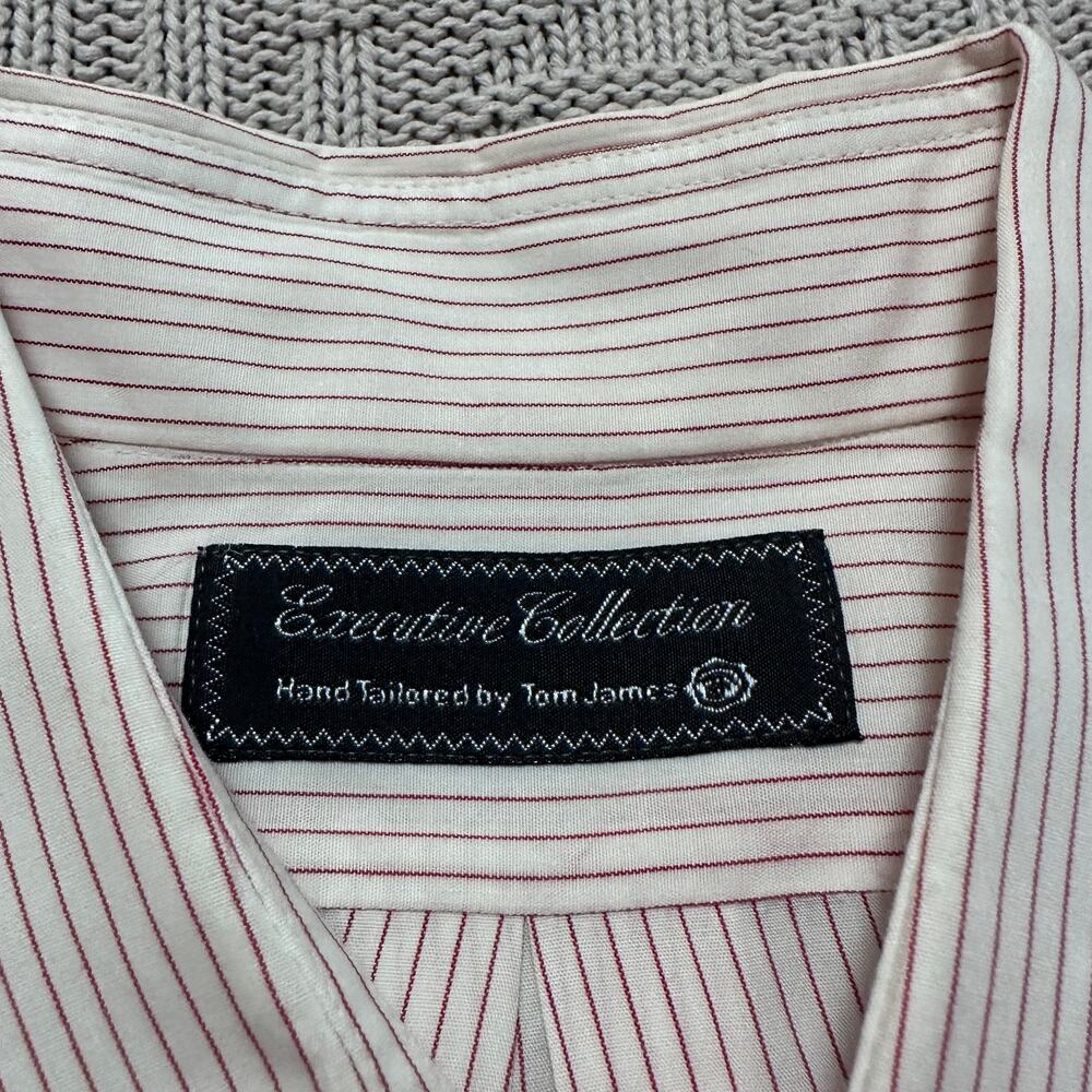 Tom James Red Pinstripe Custom Made Button Down S… - image 6